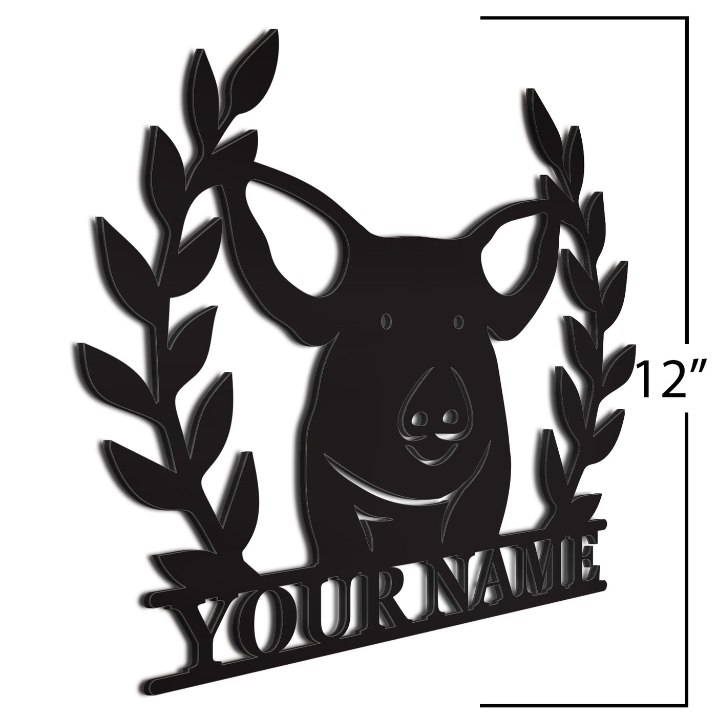 Black Pig Sign  12 Inches
