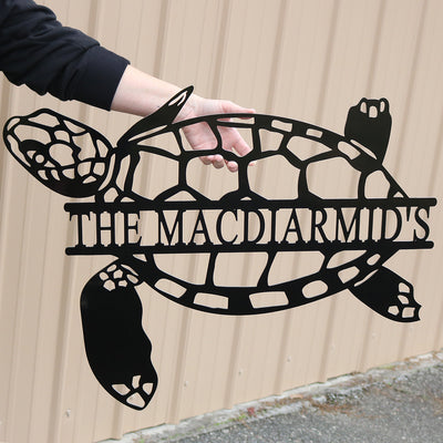 Metal Personalized Sea Turtle Sign | Door hanger | Family Name Sign | Gift for Beach House