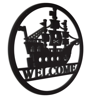 Pirate Ship Sign Black