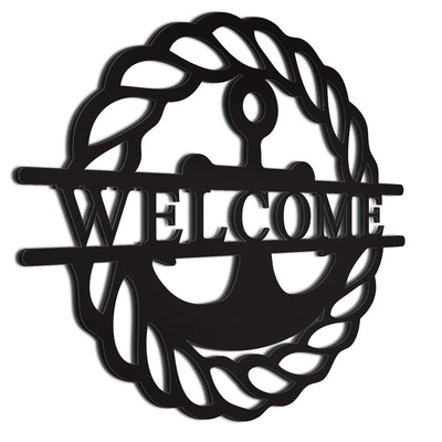 Black Aluminum Anchor Welcome Sign 