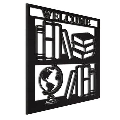 Welcome BookShelf Black Sign