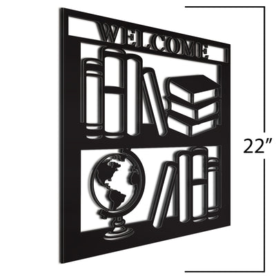 Welcome BookShelf Black Sign 22 Inches