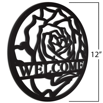 Black Rose Welcome Sign 12 Inch
