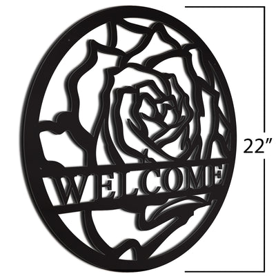 Black Rose Welcome Sign 22 Inch
