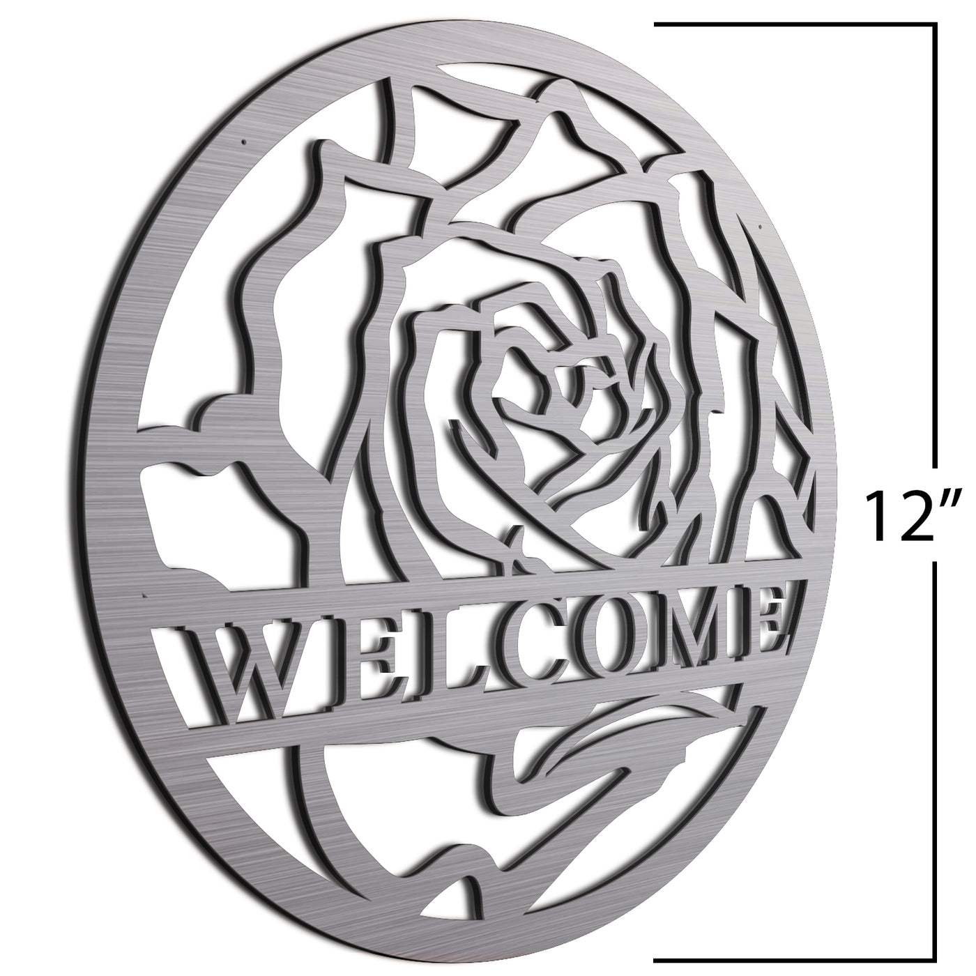 Brush Rose Welcome Sign 12 Inch