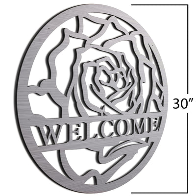 Brush Rose Welcome Sign  30 Inch
