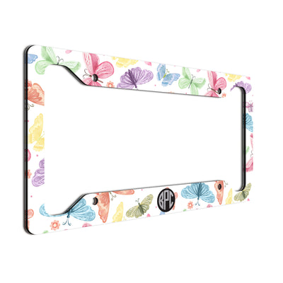 Monogram License Plate Frame Butterfly