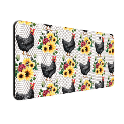 Chicken and sunflower pattern tag