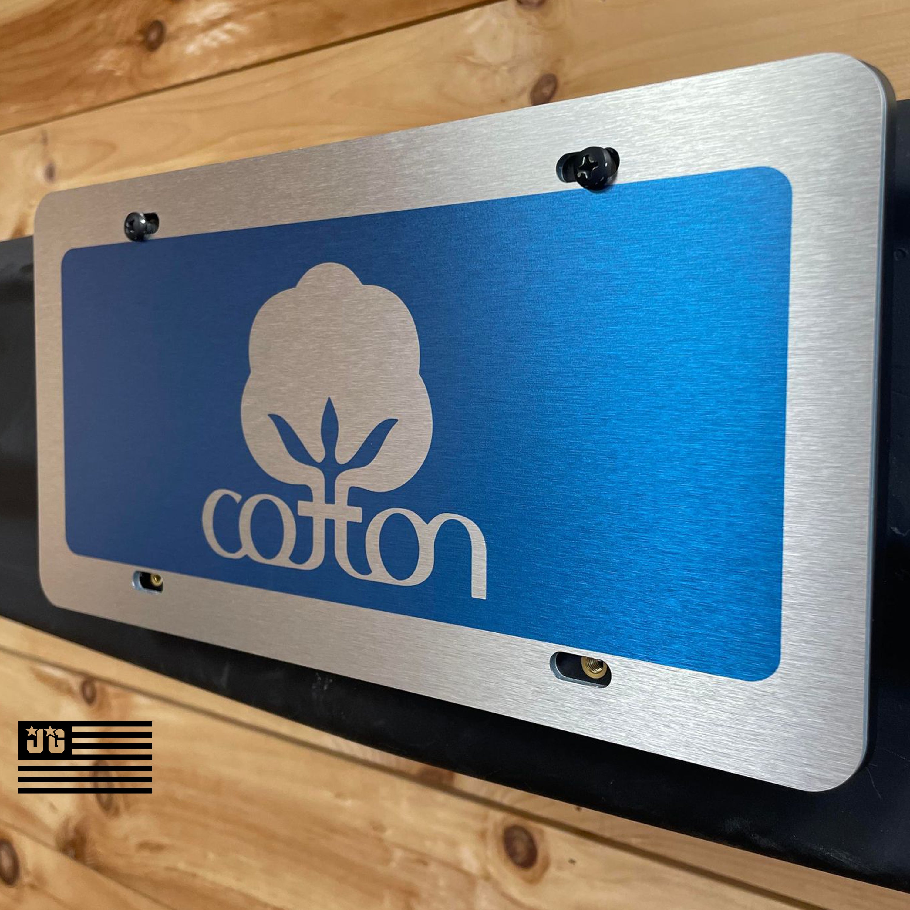 Cotton License Plates Gift For Farmer Cotton Logo Blue Jass Graphix