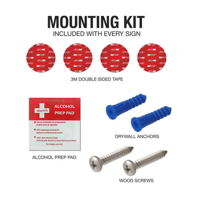 Graphic of contents of the mounting kit.