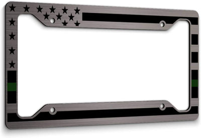 American Flag License Plate Frame Green Line