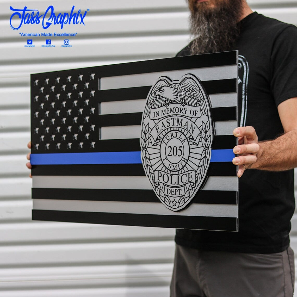 Personalized - Blue Line Police Support - Metal Sign - Lone Star Art