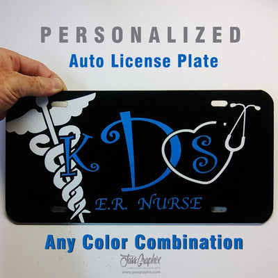 Nurse Monogram Car Tag Blue