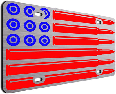 American Flag License Plate Brush target and bullet design