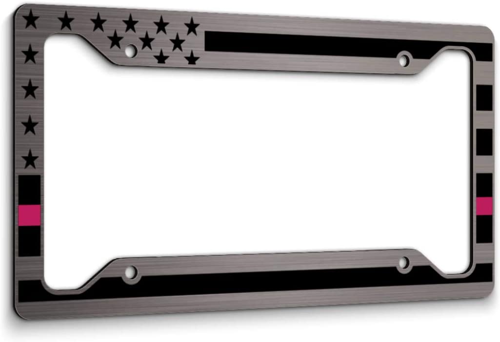 American Flag License Plate Frame Pink Line