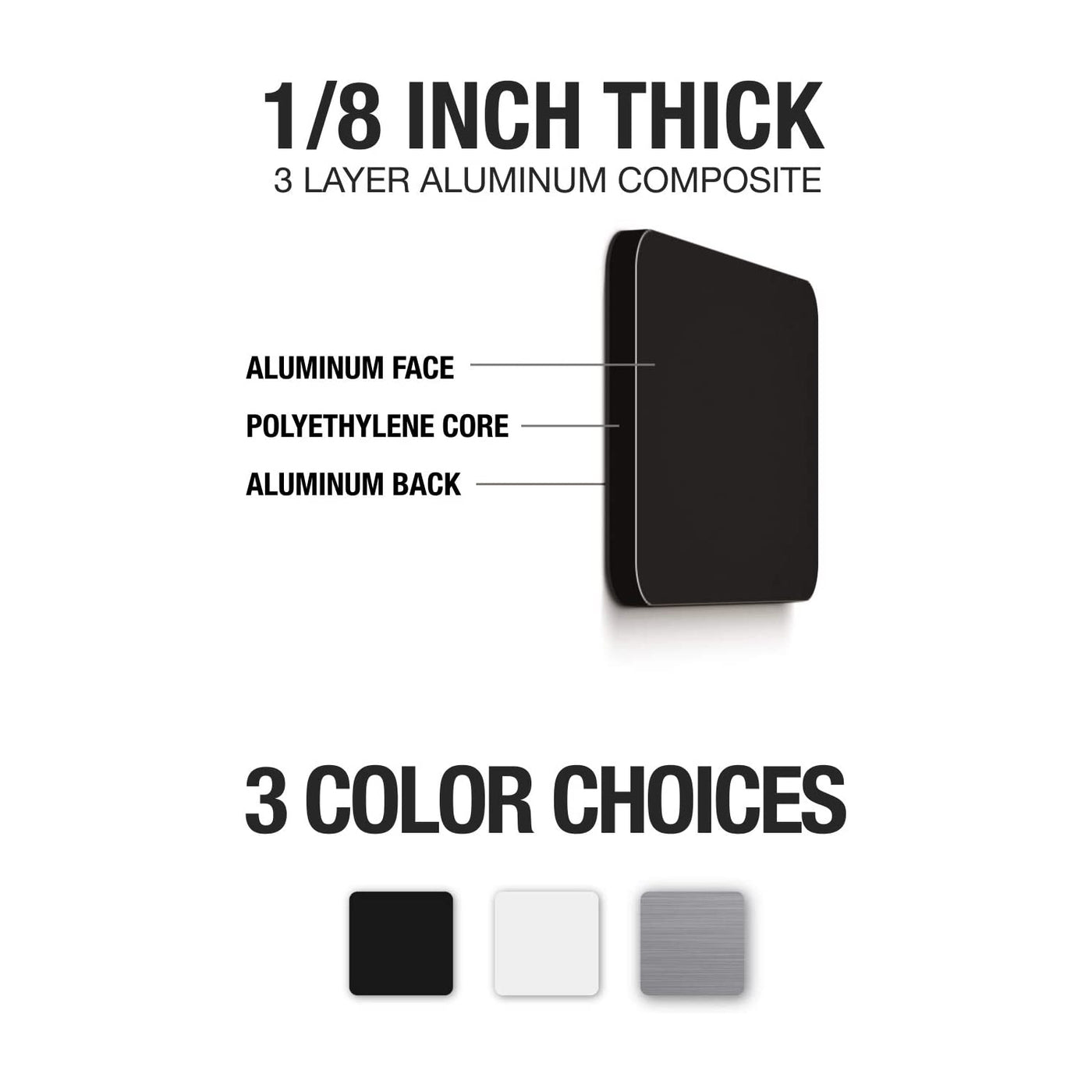 Graphic displaying the thickness and color choices.