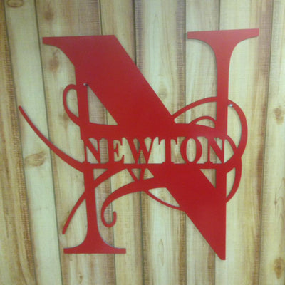Last Name Newton Letter N Sign in red