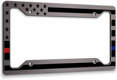 American Flag License Plate Frame Half Red Half Blue Line