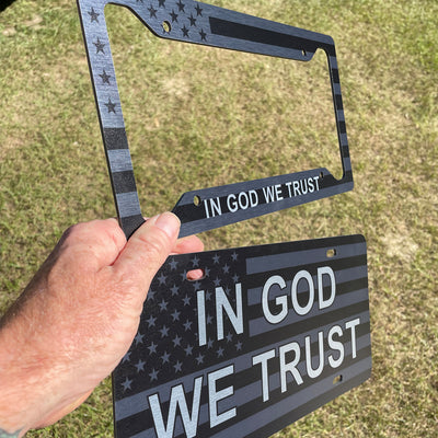 American Flag In God We Trust Tag and Frame Combo | Perfect for anyone who loves God and Country! | Made in the USA