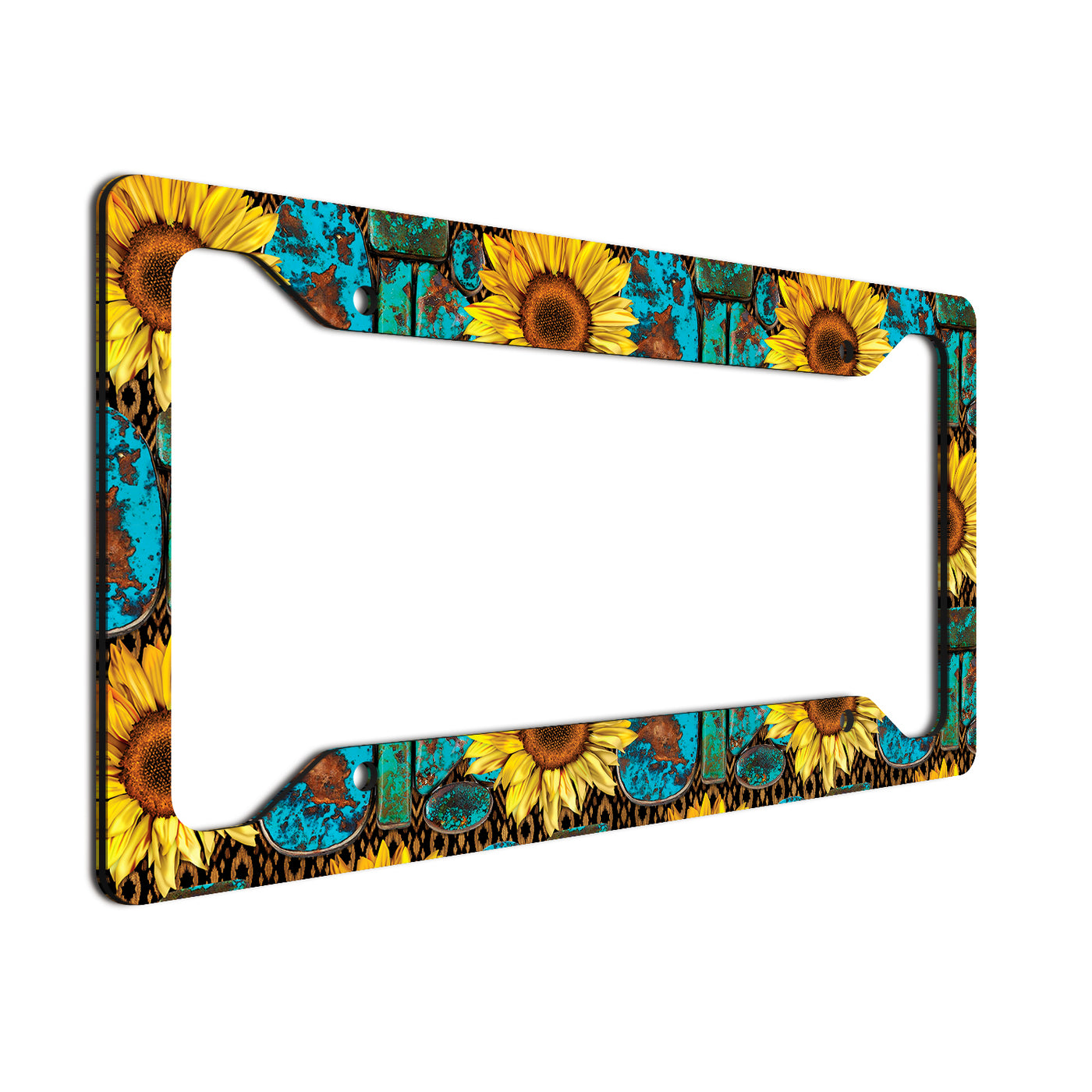 Turquoise Sunflower License Plate Frame