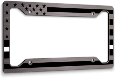American Flag License Plate Frame White Line