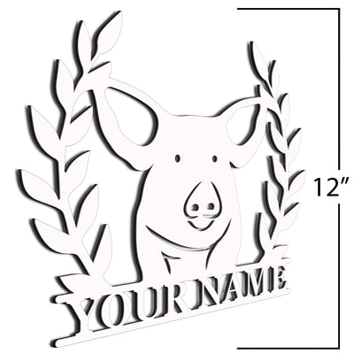 White Pig Sign 12 Inches