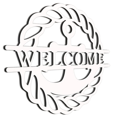 White Aluminum Anchor Welcome Sign