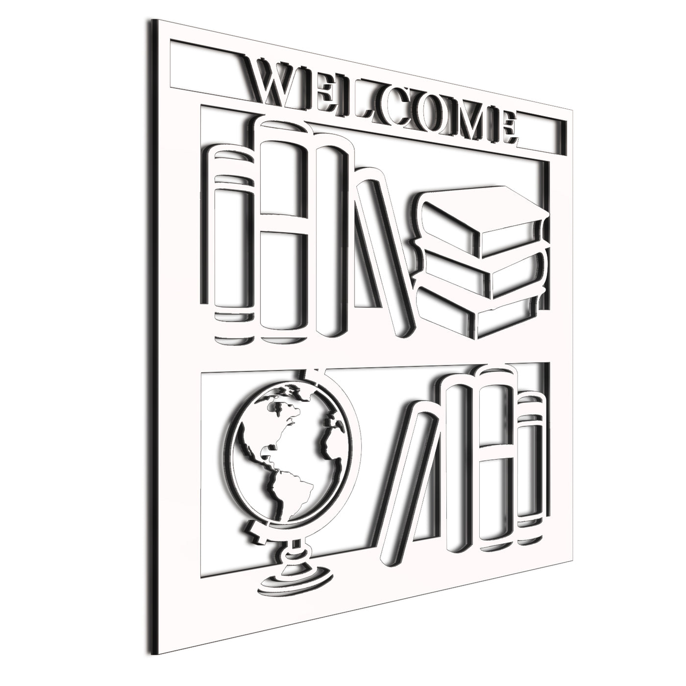 Welcome BookShelf White Sign