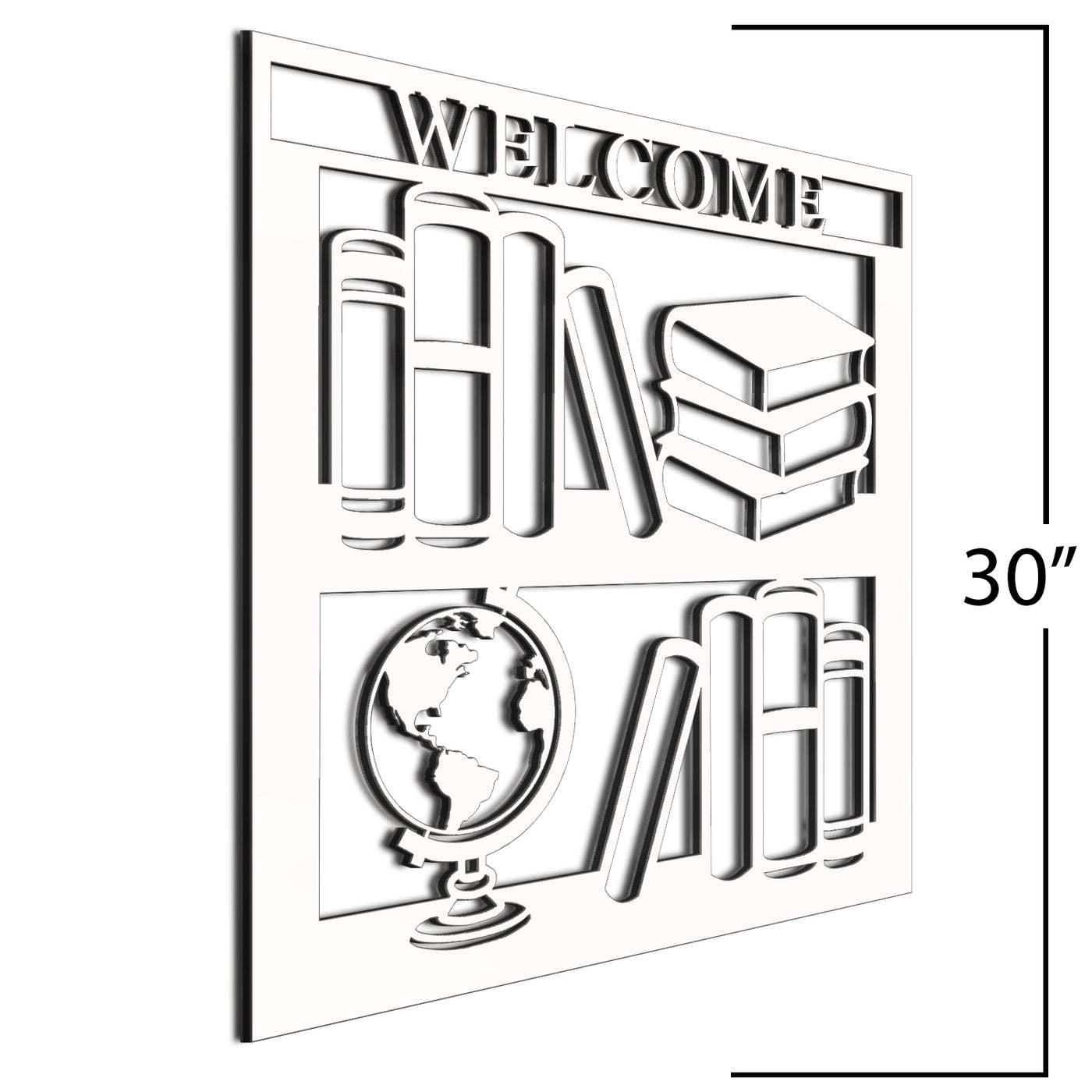 Welcome BookShelf White Sign 30 Inches