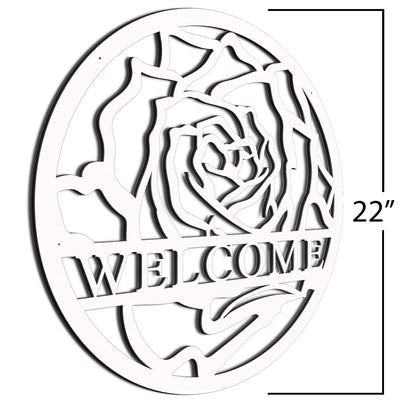 White Rose Weclome Sign 22 Inch