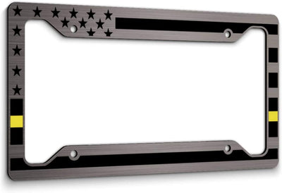 American Flag License Plate Frame Yellow Line